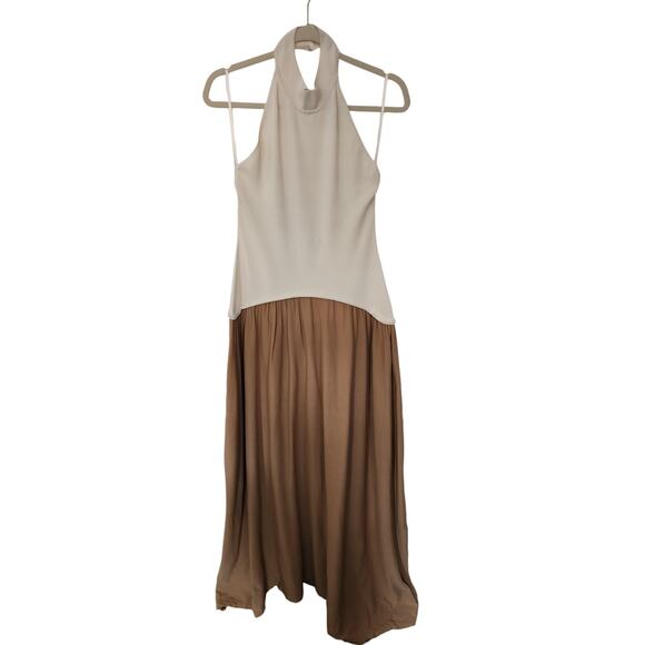 Solid & Striped Halter Soglio Cream & Brown Dress Sz L - Picture 5 of 9